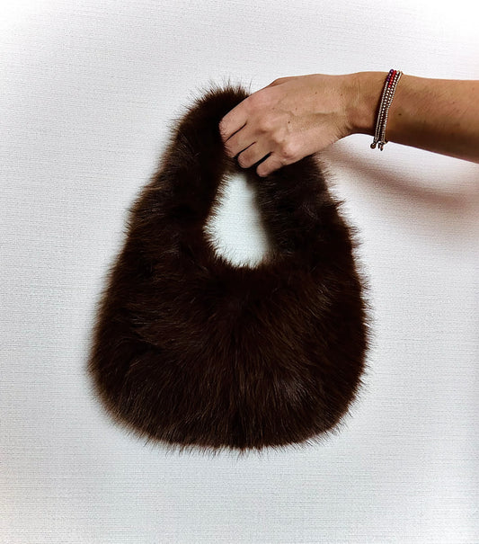 Donkerbruine Faux Fur Handtas - Zacht, Luxe & Stijlvol