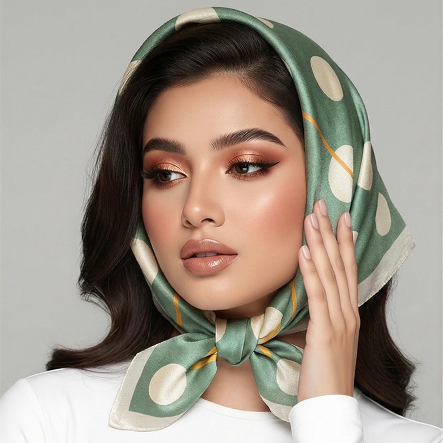 Groene Polkadot Sjaal van Imitatiezijde – Elegant & Tijdloos