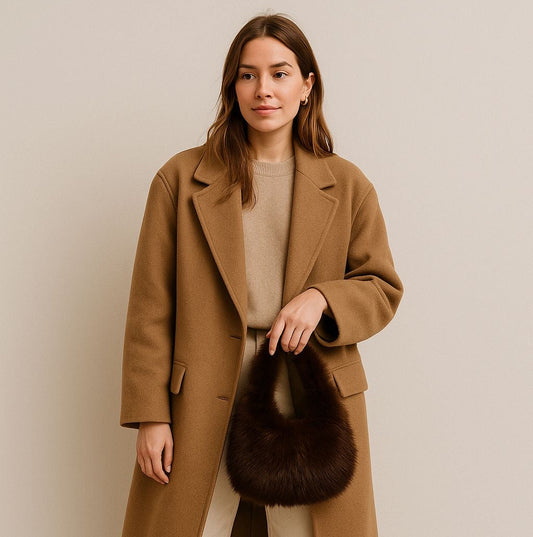 Donkerbruine Faux Fur Handtas - Zacht, Luxe & Stijlvol