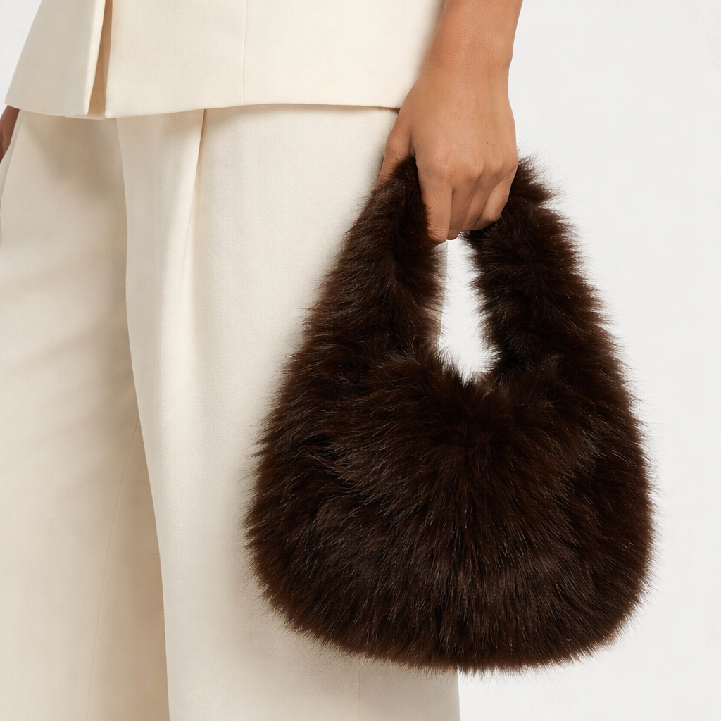 Donkerbruine Faux Fur Handtas - Zacht, Luxe & Stijlvol